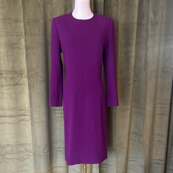 Carolina Herrera Vibrant Purple Long Sleeve Dress, US12 - Picture 1 of 8